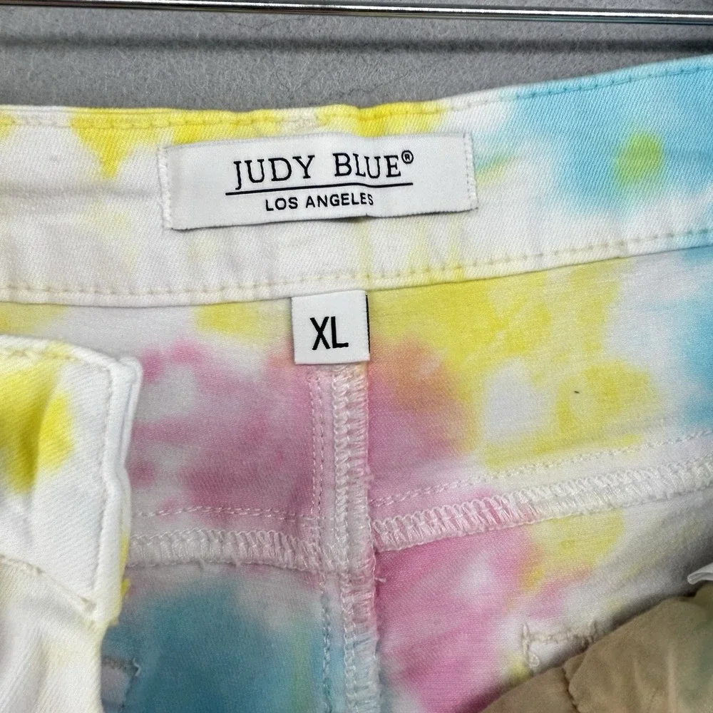 Judy Blue Womens Size X-Large Tie Dye Denim Shorts JB150082 Frayed Hem Stretch - Picture 7 of 7